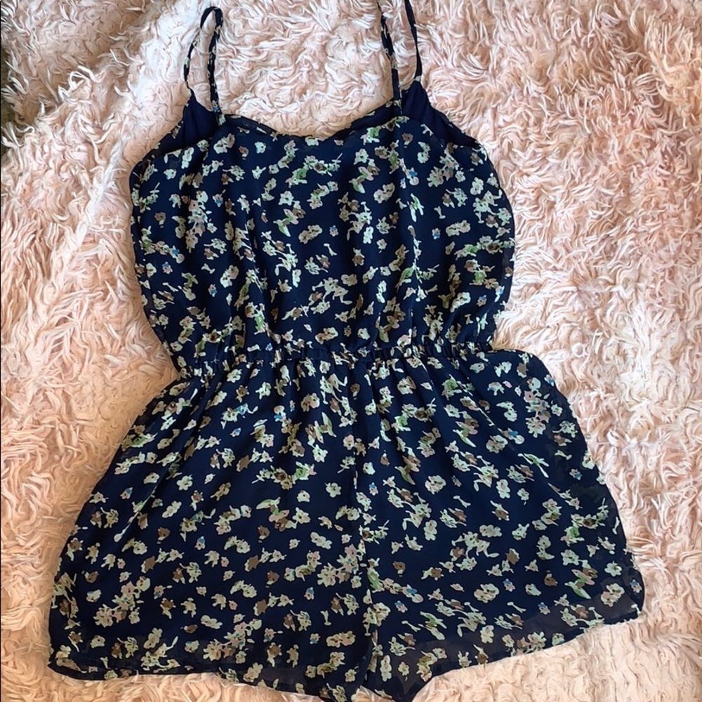 Urban Outfitters Navy Floral Romper (Lucca Couture) Medium Juniors